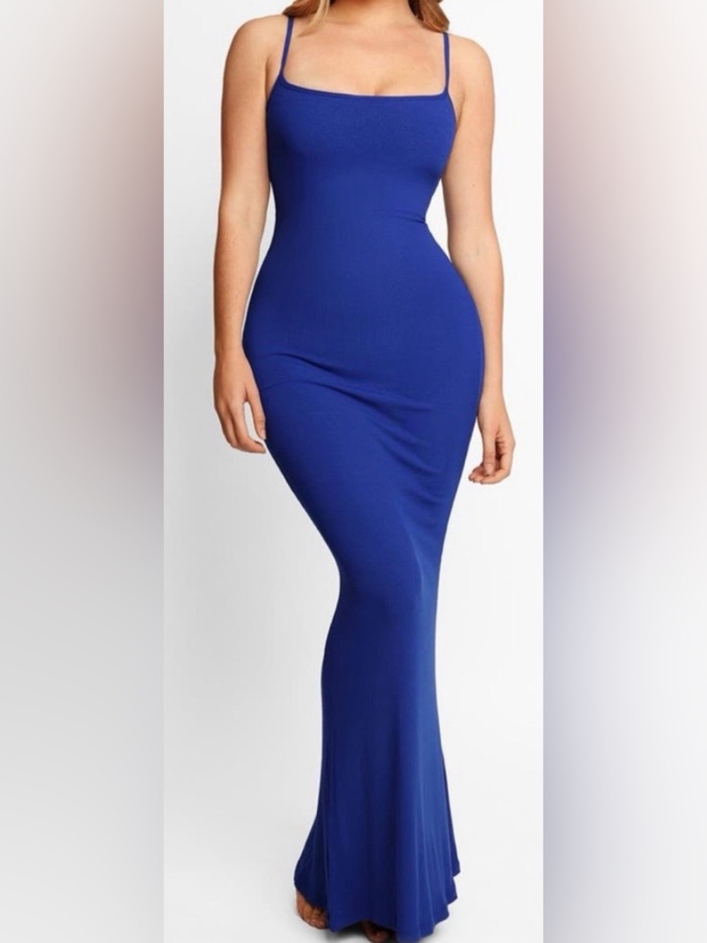 Popilush Royal BlueMaxi Bodycon Ribbed Slip Dress w/Spaghetti Straps Sz:M   NWT